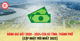 Bảng giá đất 2020 – 2024 của 63 tỉnh, thành phố [Cập nhật mới nhất 2023]