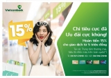 Hoàn tiền 15% khi chi tiêu bằng thẻ tín dụng Vietcombank